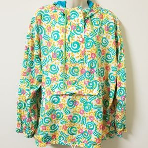 Vtg Multi Colored Windbraker Hoodie Jacket Duffel